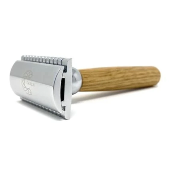 Rasoir de sûreté en bois de chêne et inox
